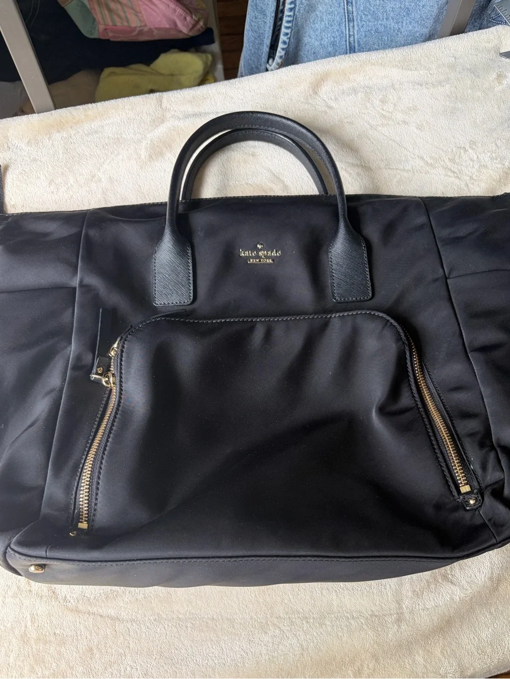 Kate Spade NY Black Nylon Hildy Baby Bag Diaper Tote